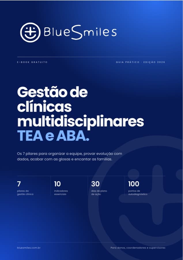 Capa do e-book Gestão de clínicas multidisciplinares TEA e ABA, da BlueSmiles